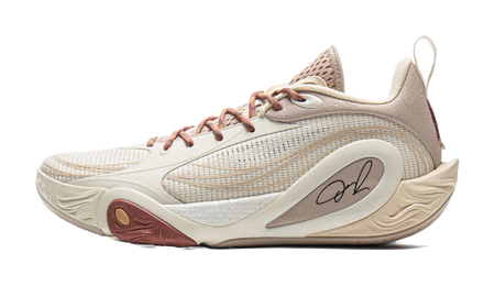 LiNing DLO1 Cushioning, Slip Resistant, Abrasion Resistant, Rebound Grip Low Top Basketball Shoes Mens White Umber  vjsneaker.com