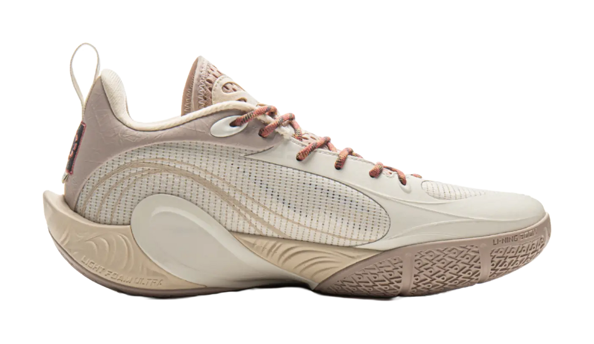 LiNing DLO1 Cushioning, Slip Resistant, Abrasion Resistant, Rebound Grip Low Top Basketball Shoes Mens White Umber  vjsneaker.com