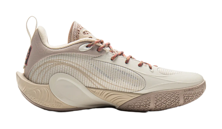 LiNing DLO1 Cushioning, Slip Resistant, Abrasion Resistant, Rebound Grip Low Top Basketball Shoes Mens White Umber  vjsneaker.com