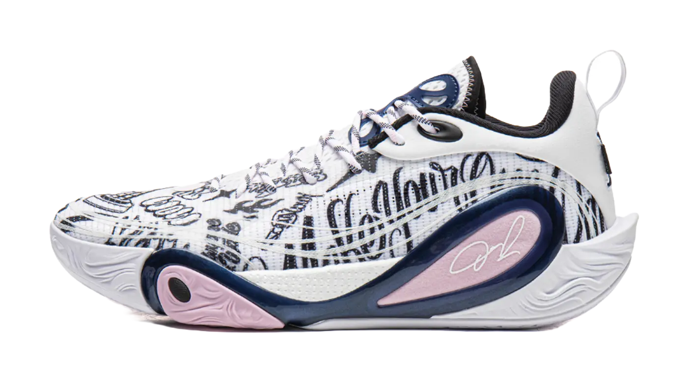 LiNing DLO1 Cushioning, Slip Resistant, Abrasion Resistant, Rebound Grip Low top Basketball Shoes Mens White Black  vjsneaker.com