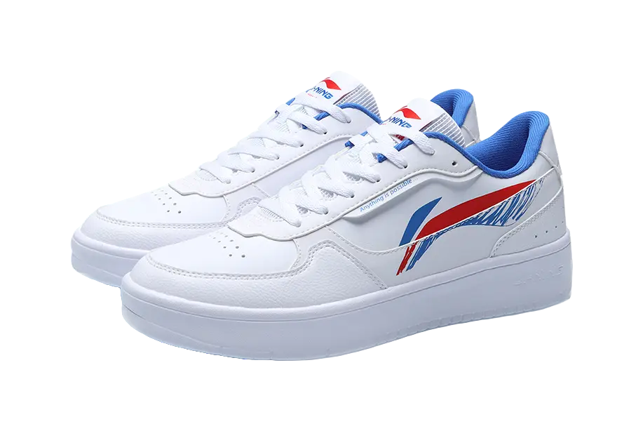 LiNing Duda Coverage Slip Resistant Waterproof Low top Skateboard Shoes Men's White Red Blue 