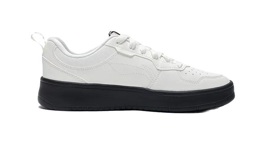 LiNing Early Cloud Wear-Resistant Lightweight Height Increasing Low-Top Skateboard Shoes Men's White Black 