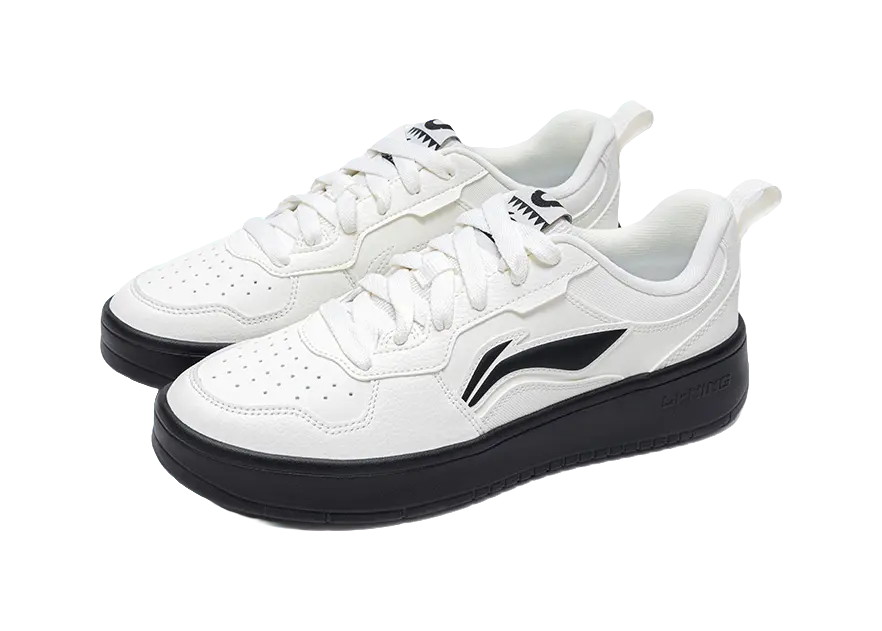 LiNing Early Cloud Wear-Resistant Lightweight Height Increasing Low-Top Skateboard Shoes Men's White Black 