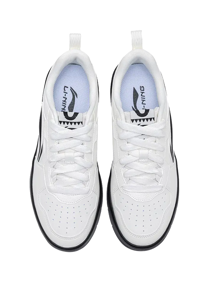 LiNing Early Cloud Wear-Resistant Lightweight Height Increasing Low-Top Skateboard Shoes Men's White Black 