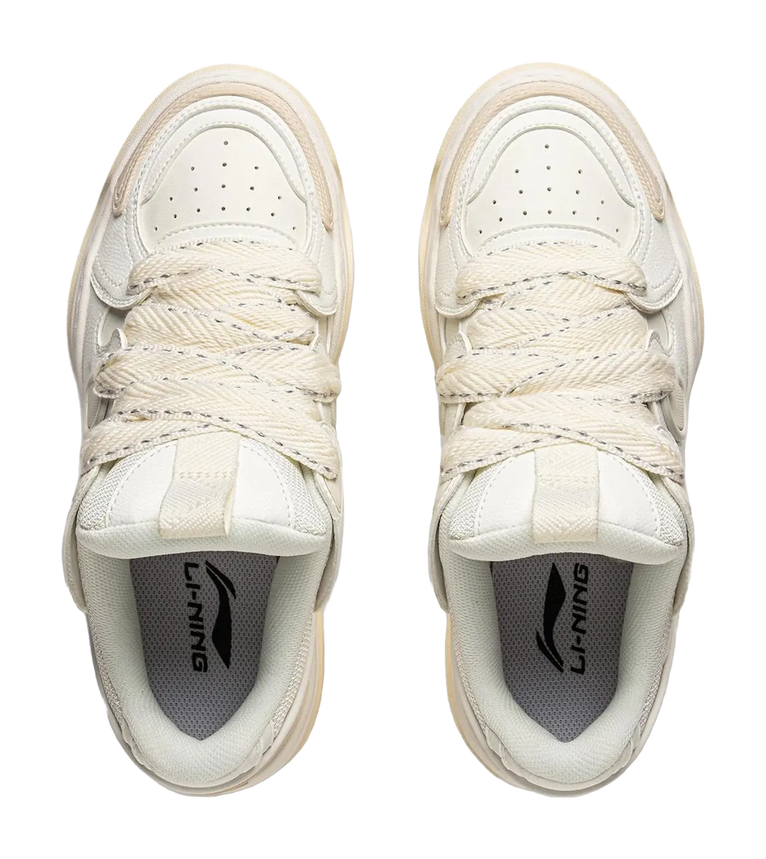 LiNing Expedition 3 Cushioning Anti-Slip And Wear-Resistant Height Increasing Low-Top Casual Shoes Women's White Beige 