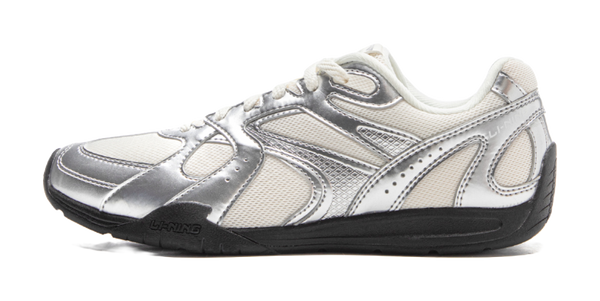 LiNing Film Retro Slip Resistant, Abrasion Resistant, Lightweight Low Top Casual Shoes Women's Silver White 