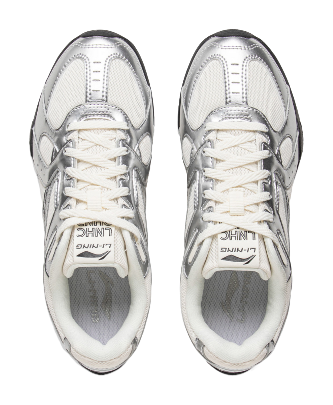 LiNing Film Retro Slip Resistant, Abrasion Resistant, Lightweight Low Top Casual Shoes Women's Silver White 