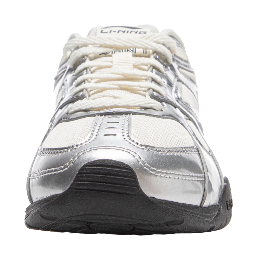 LiNing Film Retro Slip Resistant, Abrasion Resistant, Lightweight Low Top Casual Shoes Women's Silver White 