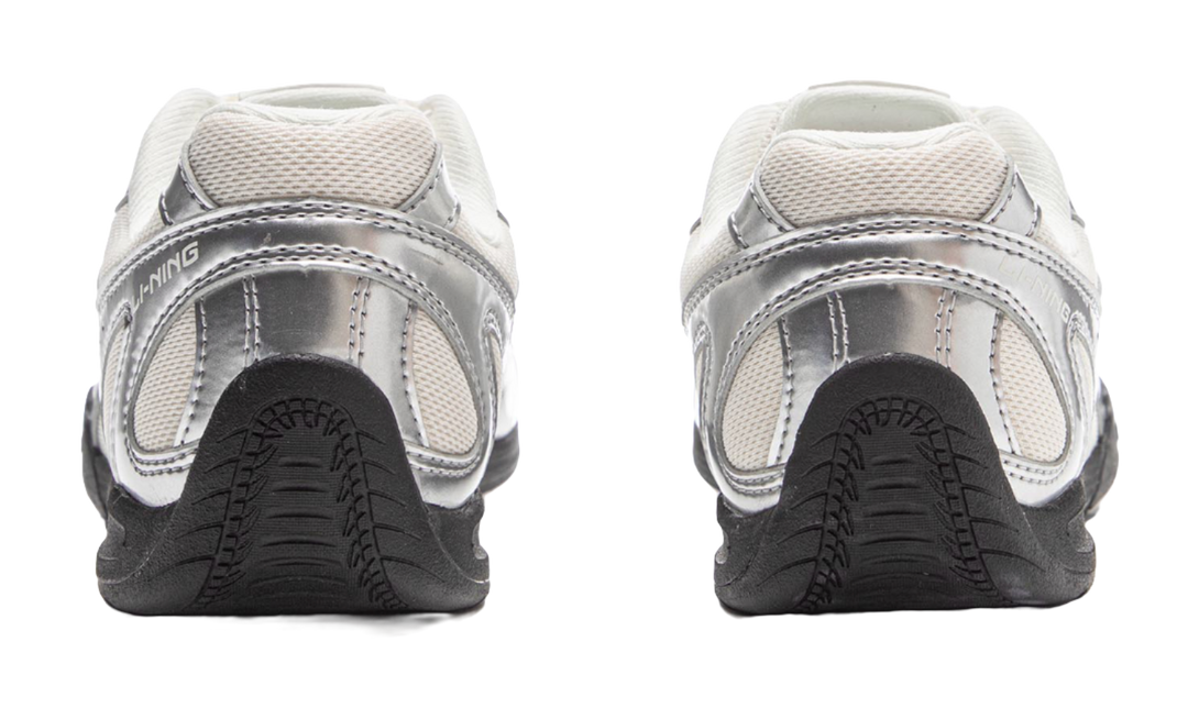 LiNing Film Retro Slip Resistant, Abrasion Resistant, Lightweight Low Top Casual Shoes Women's Silver White 