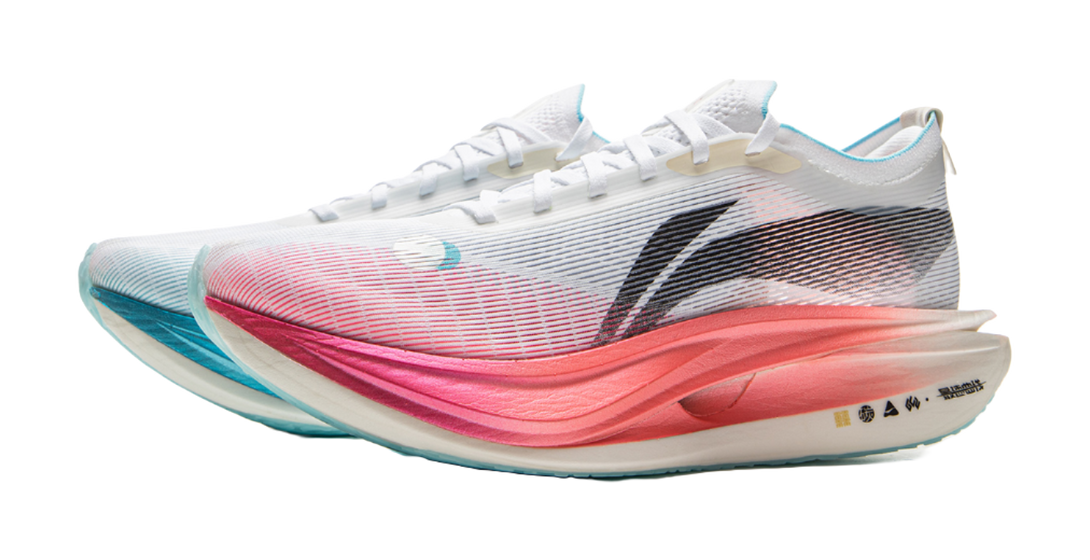 LiNing Flyco 5 ELITE Cushioned Slip Resistant Rebound Low Top Marathon Running Shoes Unisex White Pink Blue 