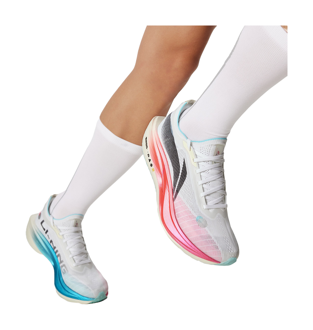 LiNing Flyco 5 ELITE Cushioned Slip Resistant Rebound Low Top Marathon Running Shoes Unisex White Pink Blue 