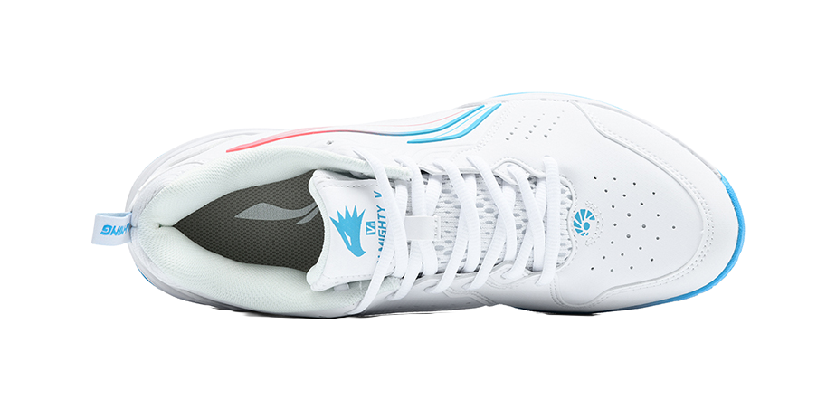 LiNing Flying Eagle Slip Resistant, Abrasion Resistant, Breathable Badminton Shoes Unisex White Blue 