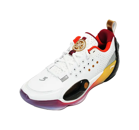 LiNing Full City 13 Cushioning Wear-Resistant Rebound Low-Top Basketball Shoes Mens White Gold  vjsneaker.com