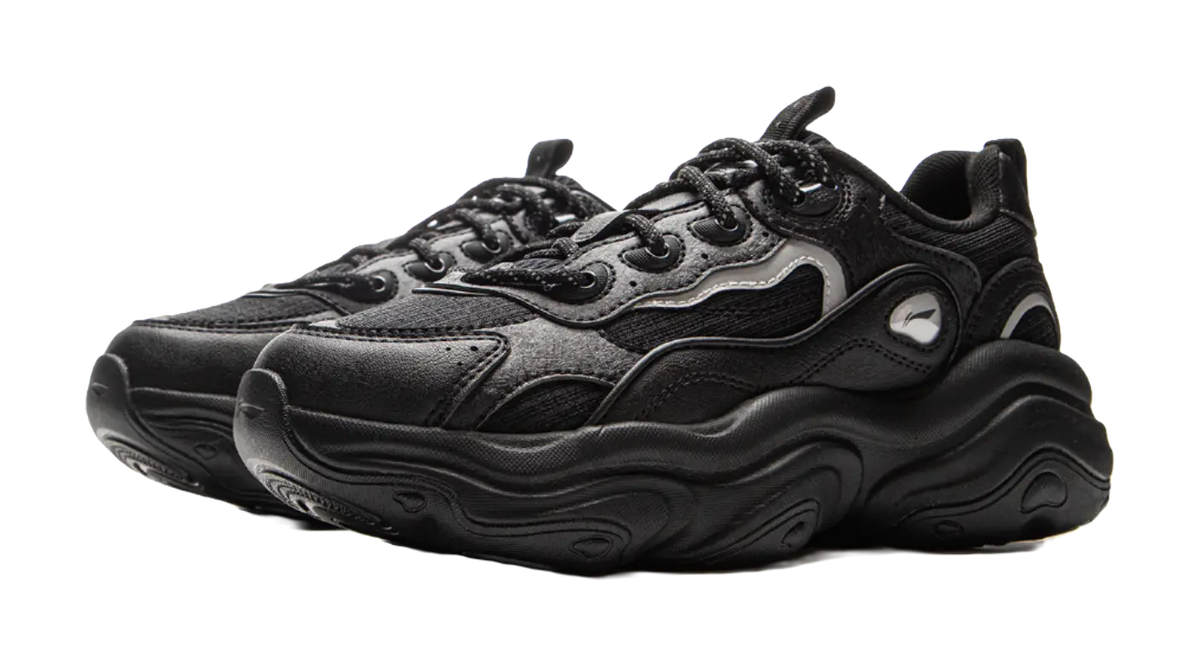 LiNing Honey Cushioning, Slip Resistant, Abrasion Resistant Support Low top Chunky Sneakers Women's Black  VJSNEAKER