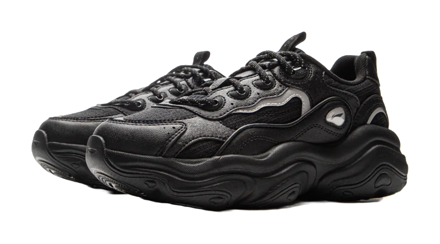 LiNing Honey Cushioning, Slip Resistant, Abrasion Resistant Support Low top Chunky Sneakers Women's Black  VJSNEAKER