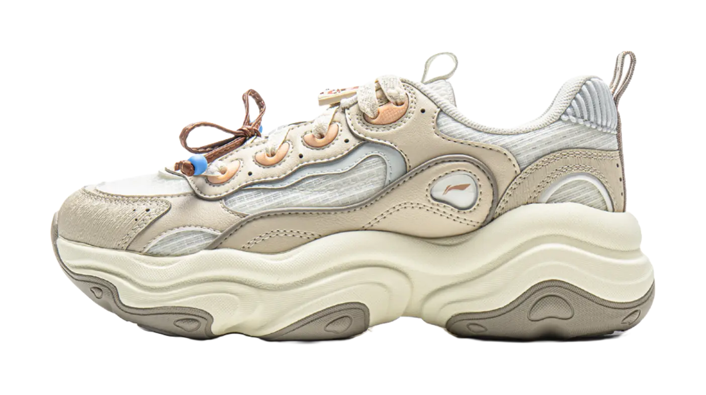 LiNing Honey Cushioning, Slip Resistant, Abrasion Resistant Support Low top Chunky Sneakers Women's Ivory Dune Khaki  VJSNEAKER