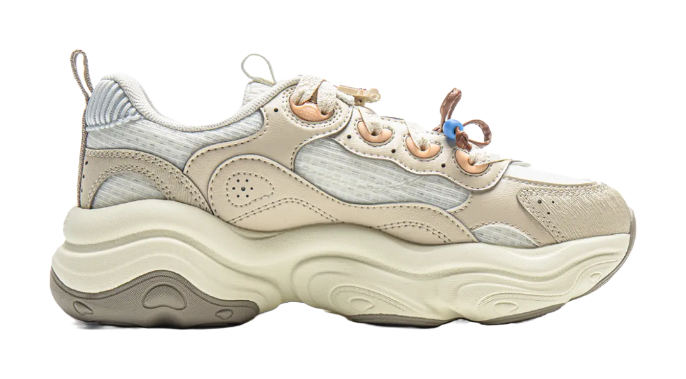 LiNing Honey Cushioning, Slip Resistant, Abrasion Resistant Support Low top Chunky Sneakers Women's Ivory Dune Khaki  VJSNEAKER