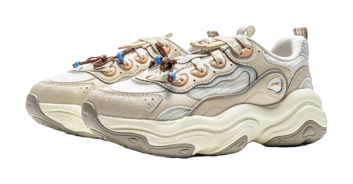 LiNing Honey Cushioning, Slip Resistant, Abrasion Resistant Support Low top Chunky Sneakers Women's Ivory Dune Khaki  VJSNEAKER