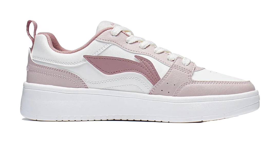 LiNing Ingots Slip Resistant Cushioning Wear Resistant Height Increasing Low Top Skateboard Shoes Women's White Pink 