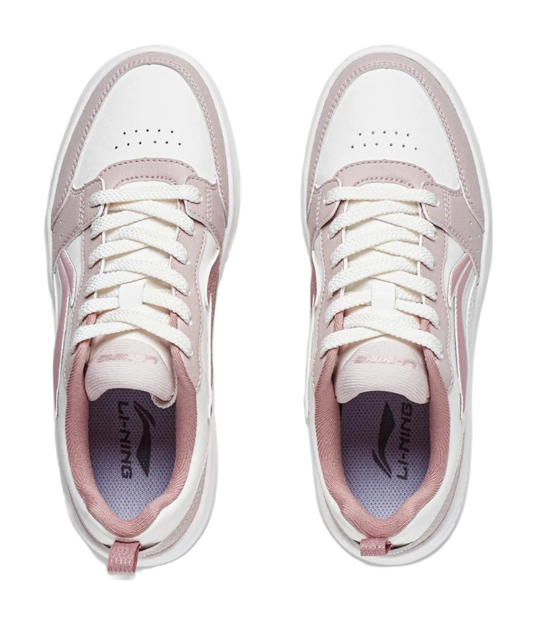LiNing Ingots Slip Resistant Cushioning Wear Resistant Height Increasing Low Top Skateboard Shoes Women's White Pink 