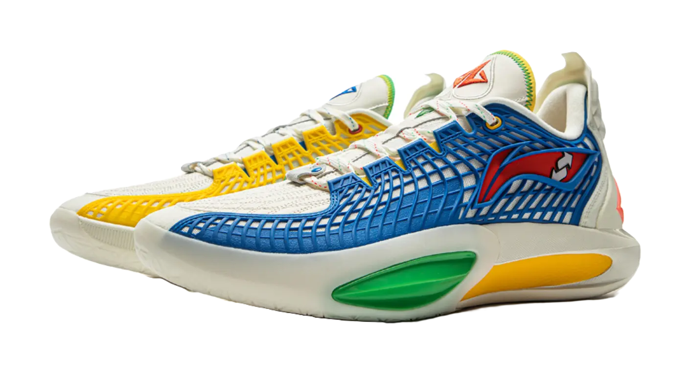 LiNing JB3 Coverage Anti Rollover Low Top Basketball Shoes Mens White Blue Red  vjsneaker.com