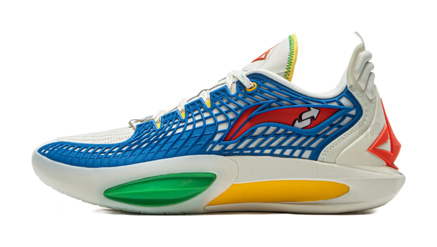 LiNing JB3 Coverage Anti Rollover Low Top Basketball Shoes Mens White Blue Red  vjsneaker.com