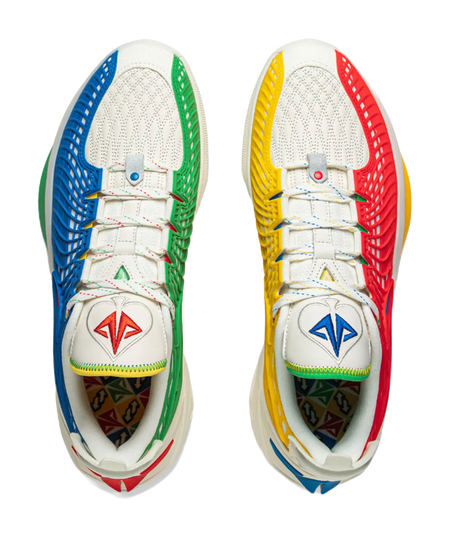 LiNing JB3 Coverage Anti Rollover Low Top Basketball Shoes Mens White Blue Red  vjsneaker.com