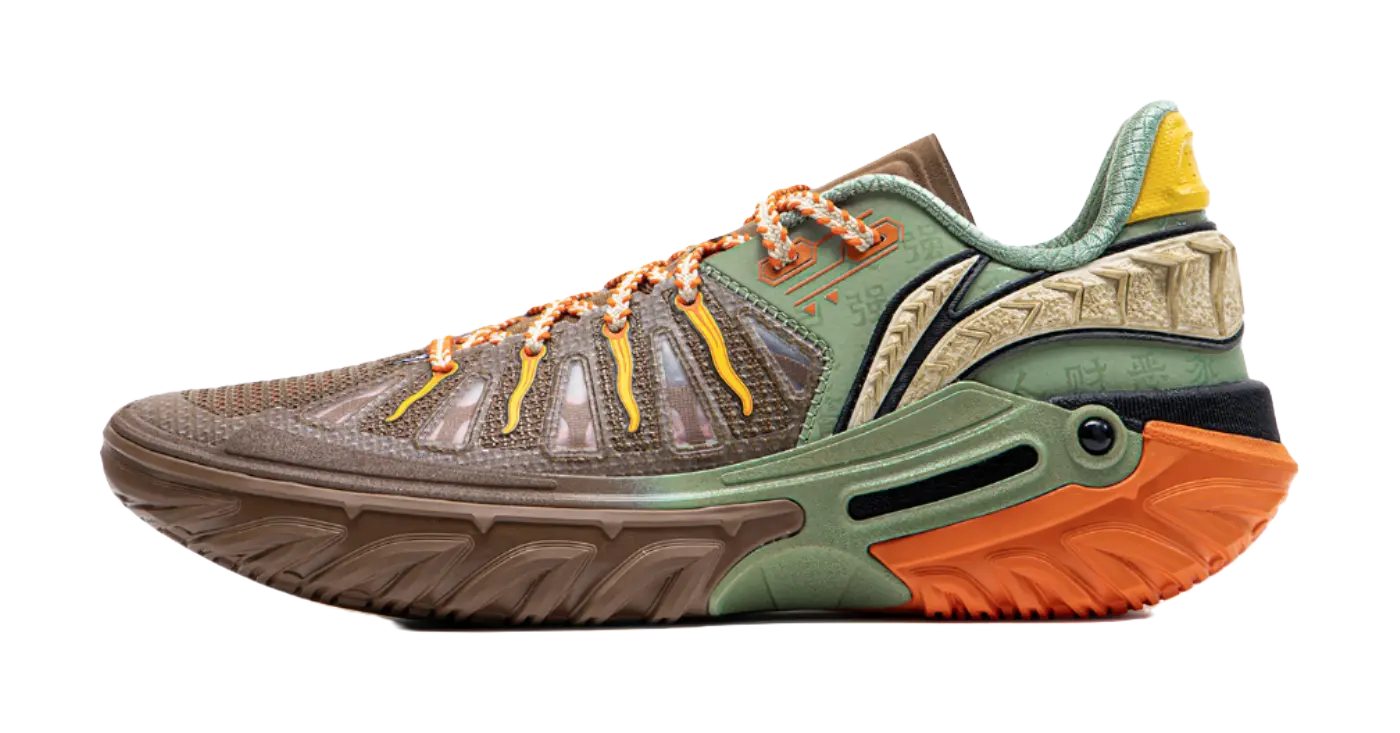 LiNing Jie Ao 2 Anti Slip And Wear Resistant Breathable Low Top Basketball Shoes Mens Brown Green  vjsneaker.com