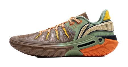 LiNing Jie Ao 2 Anti Slip And Wear Resistant Breathable Low Top Basketball Shoes Mens Brown Green  vjsneaker.com