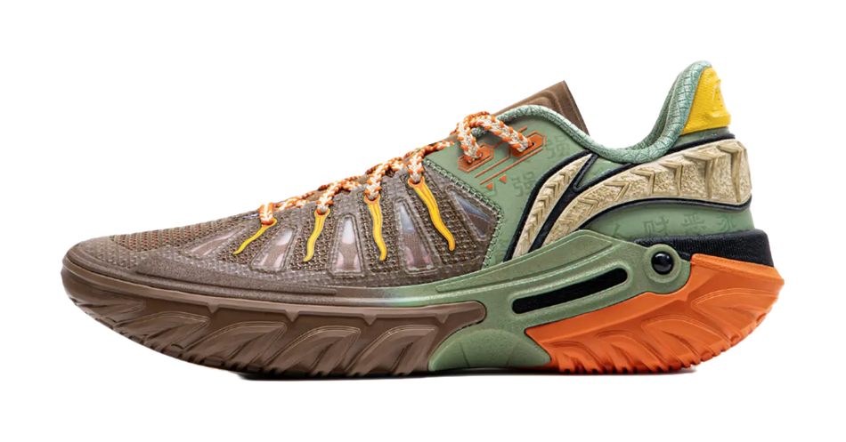 LiNing Jie Ao 2 Anti Slip And Wear Resistant Breathable Low Top Basketball Shoes Mens Brown Green  vjsneaker.com