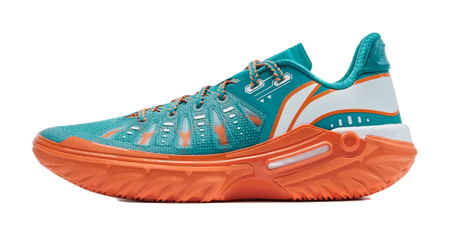 LiNing Jie Ao 2 Cushioning Anti Slip And Wear Resistant Rebound Low Top Outdoor Basketball Shoes Mens Cyan Orange  vjsneaker.com