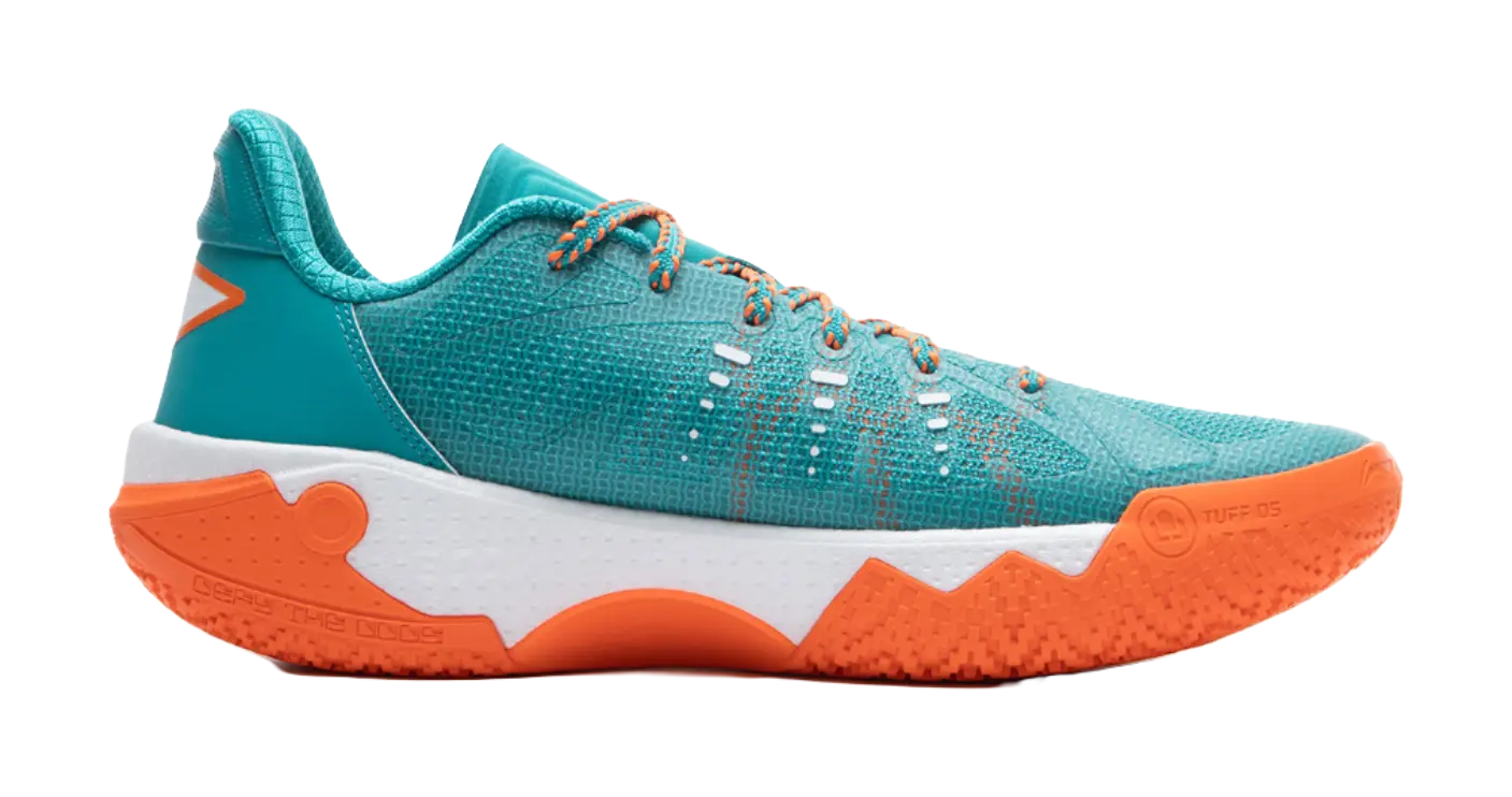 LiNing Jie Ao 2 Cushioning Anti Slip And Wear Resistant Rebound Low Top Outdoor Basketball Shoes Mens Cyan Orange  vjsneaker.com