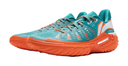 LiNing Jie Ao 2 Cushioning Anti Slip And Wear Resistant Rebound Low Top Outdoor Basketball Shoes Mens Cyan Orange  vjsneaker.com