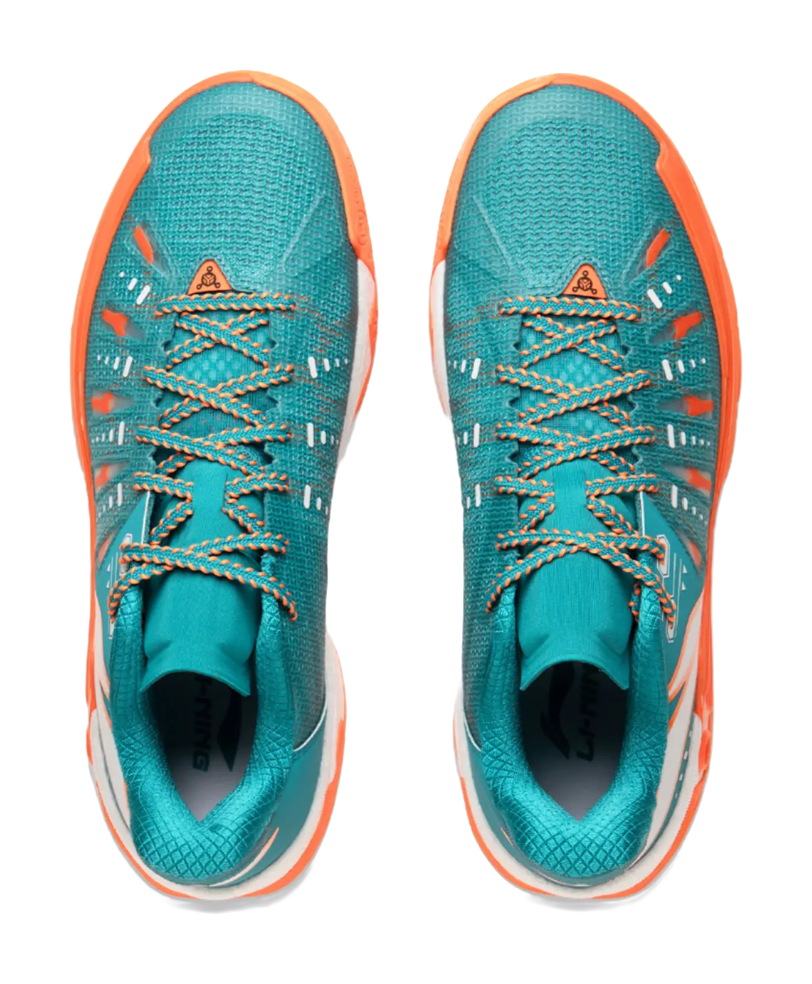 LiNing Jie Ao 2 Cushioning Anti Slip And Wear Resistant Rebound Low Top Outdoor Basketball Shoes Mens Cyan Orange  vjsneaker.com