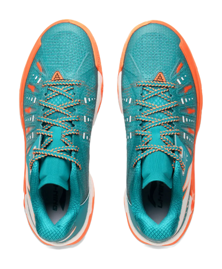 LiNing Jie Ao 2 Cushioning Anti Slip And Wear Resistant Rebound Low Top Outdoor Basketball Shoes Mens Cyan Orange  vjsneaker.com