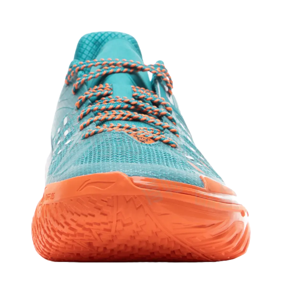 LiNing Jie Ao 2 Cushioning Anti Slip And Wear Resistant Rebound Low Top Outdoor Basketball Shoes Mens Cyan Orange  vjsneaker.com