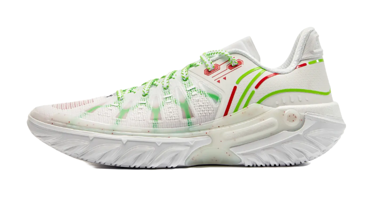 LiNing Jie Ao 2 Cushioning Anti-Slip And Wear-Resistant Rebound Low-Top Outdoor Basketball Shoes Mens White Green  vjsneaker.com