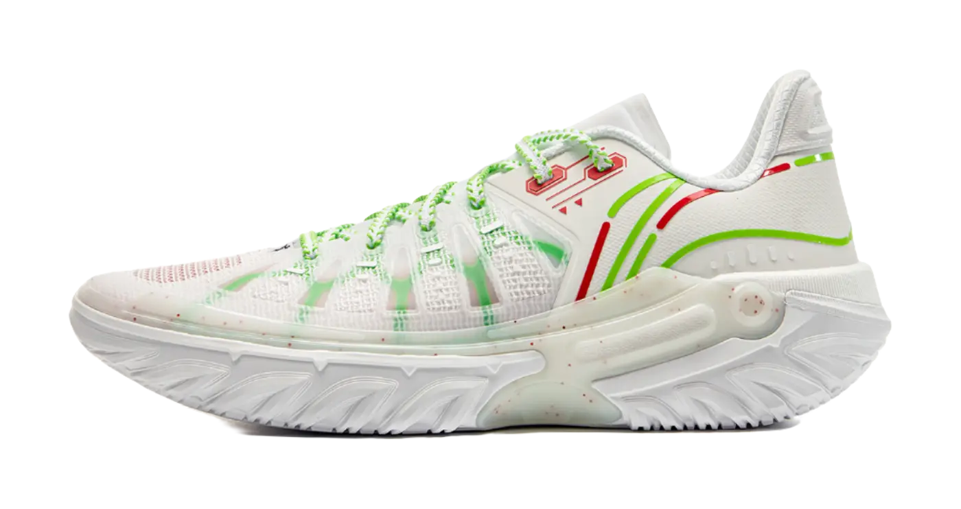 LiNing Jie Ao 2 Cushioning Anti-Slip And Wear-Resistant Rebound Low-Top Outdoor Basketball Shoes Mens White Green  vjsneaker.com