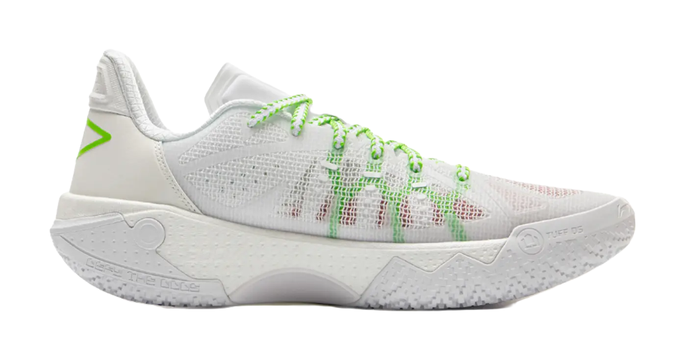 LiNing Jie Ao 2 Cushioning Anti-Slip And Wear-Resistant Rebound Low-Top Outdoor Basketball Shoes Mens White Green  vjsneaker.com