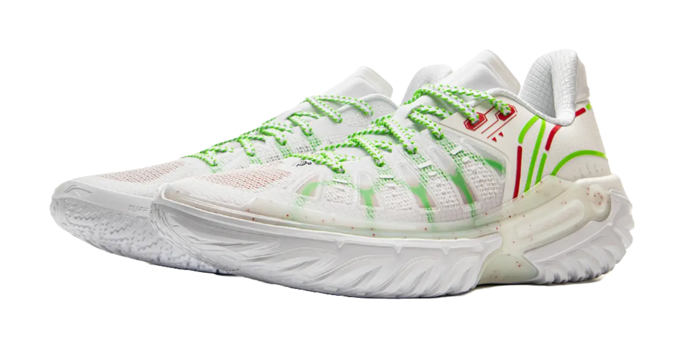 LiNing Jie Ao 2 Cushioning Anti-Slip And Wear-Resistant Rebound Low-Top Outdoor Basketball Shoes Mens White Green  vjsneaker.com