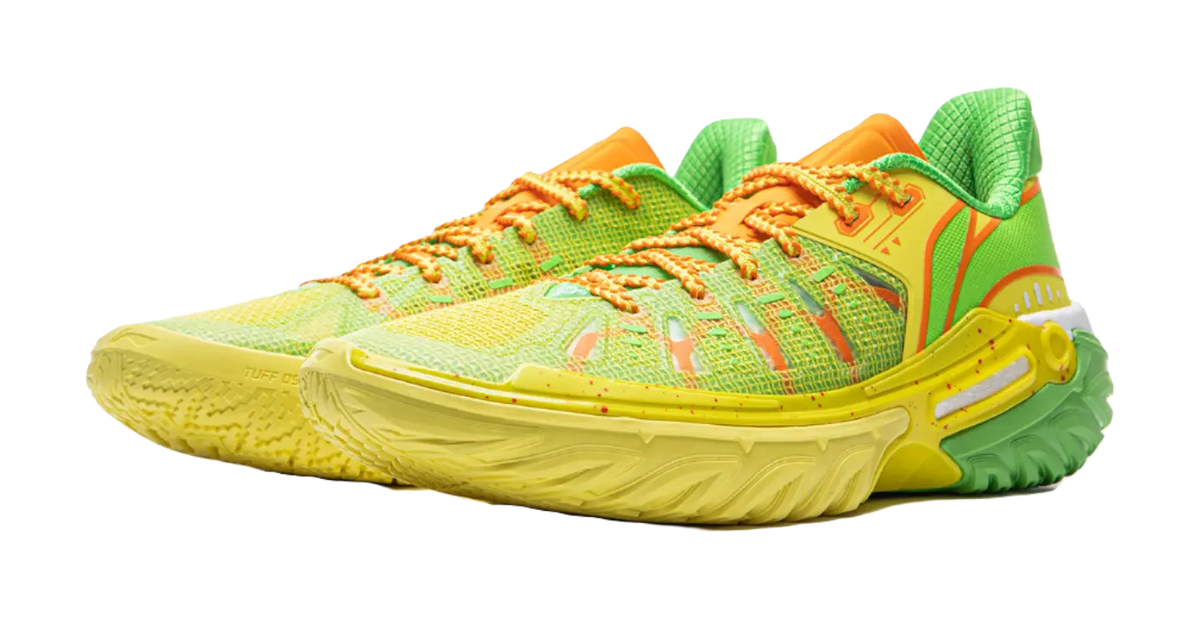 LiNing Jie Ao 2 Cushioning Anti Slip And Wear Resistant Rebound Low Top Outdoor Basketball Shoes Mens Yellow Green  vjsneaker.com