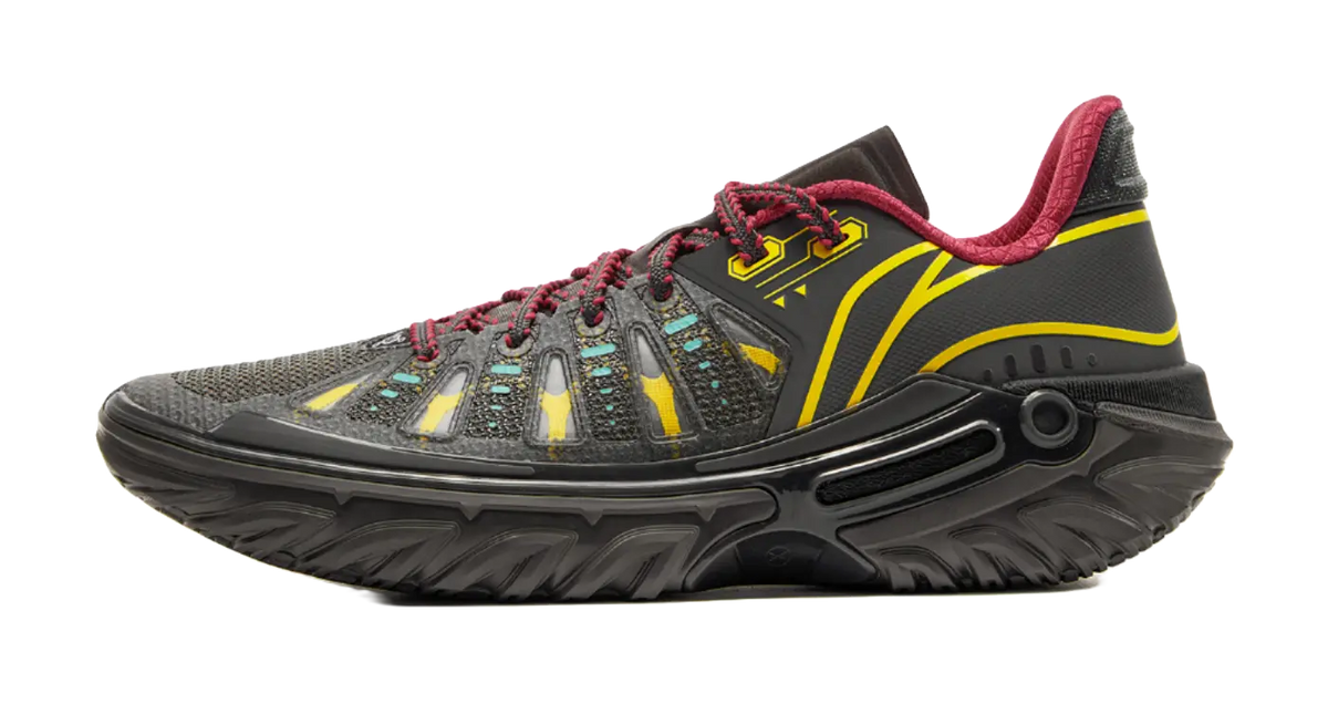 LiNing Jie Ao 2 Cushioning Breathable Rebound Low-Top Outdoor Basketball Shoes Mens Black Yellow  vjsneaker.com