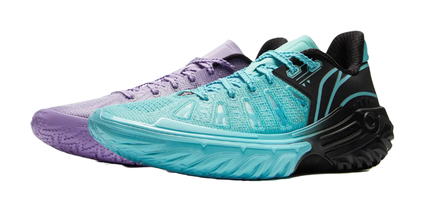 LiNing Jie Ao 2 Cushioning, Slip Resistant, And Breathable Low Top Basketball Shoes Mens Blue Purple Mismatched  vjsneaker.com