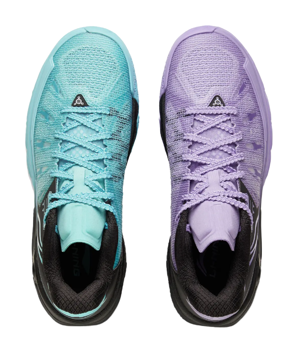 LiNing Jie Ao 2 Cushioning, Slip Resistant, And Breathable Low Top Basketball Shoes Mens Blue Purple Mismatched  vjsneaker.com