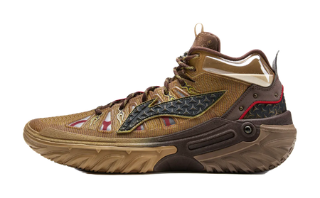 LiNing Jie Ao 2High Shock Absorbers Slip Resistant Abrasion Resistant High top Performance Basketball Shoes Mens Tan  vjsneaker.com