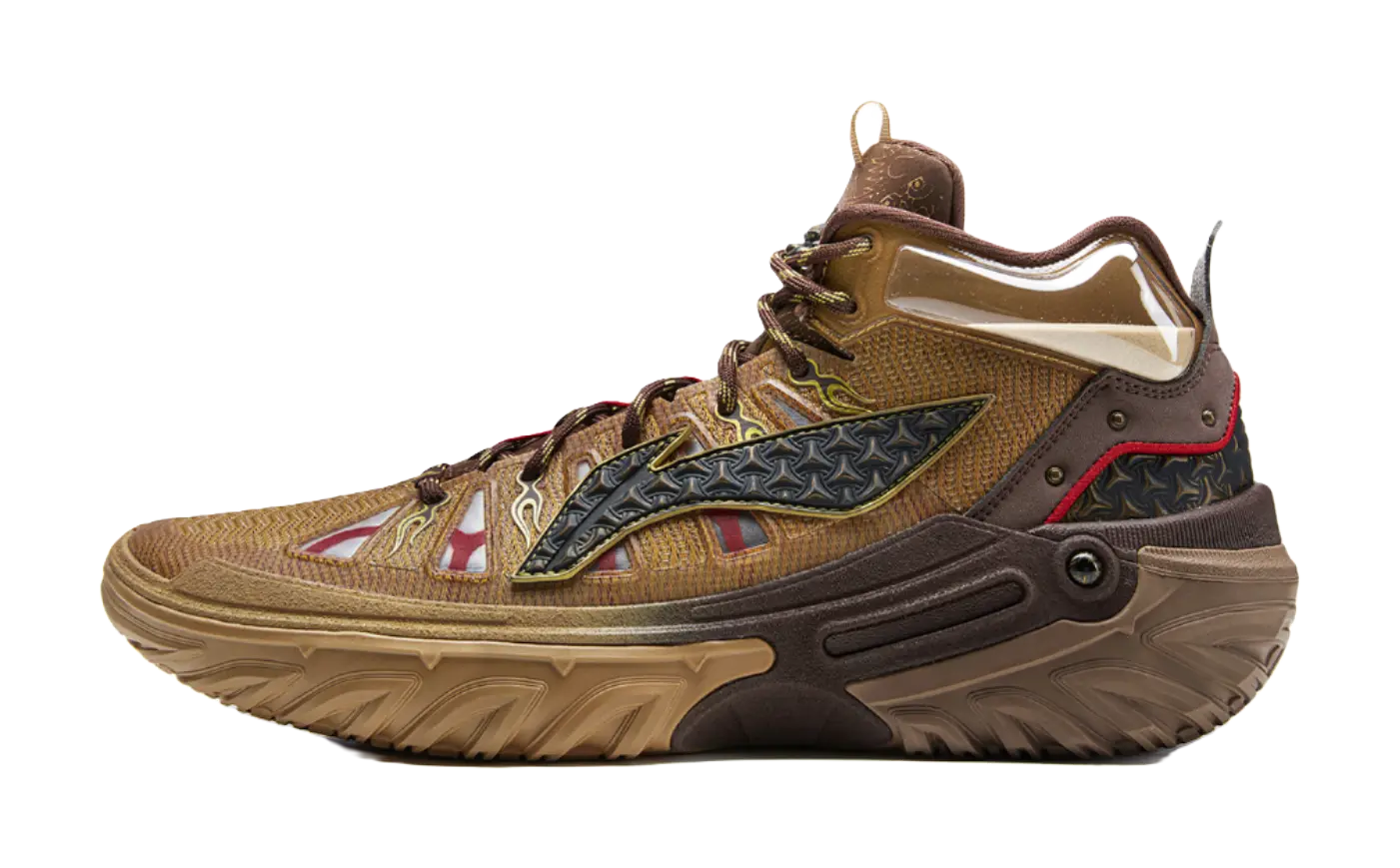 LiNing Jie Ao 2High Shock Absorbers Slip Resistant Abrasion Resistant High top Performance Basketball Shoes Mens Tan  vjsneaker.com