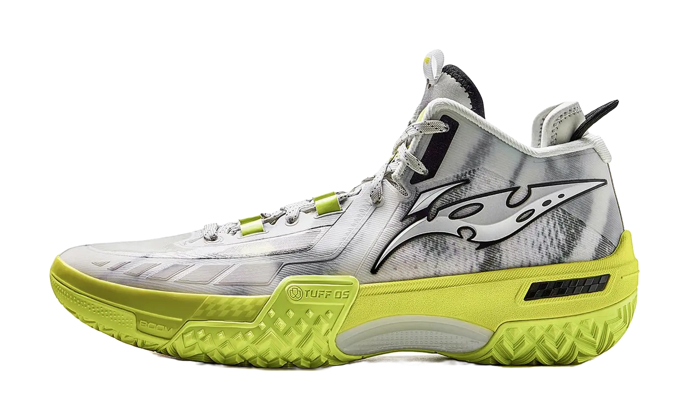 LiNing Jie Ao, Silent Shock Absorbers Slip Resistant Abrasion Resistant Mid top Basketball Shoes Mens Light Lime 