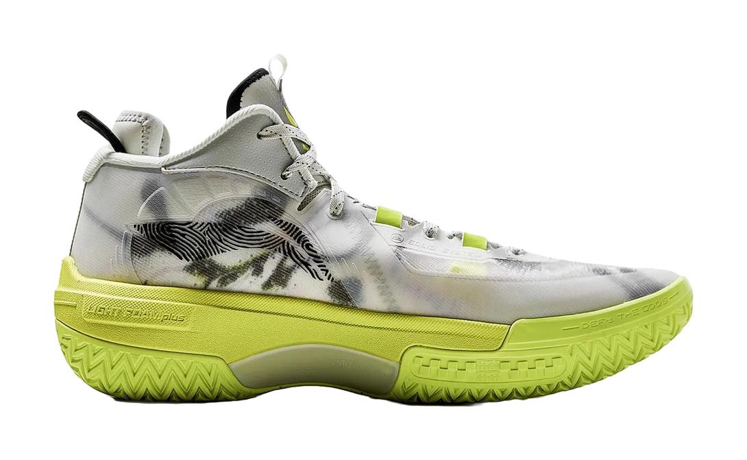 LiNing Jie Ao, Silent Shock Absorbers Slip Resistant Abrasion Resistant Mid top Basketball Shoes Mens Light Lime 