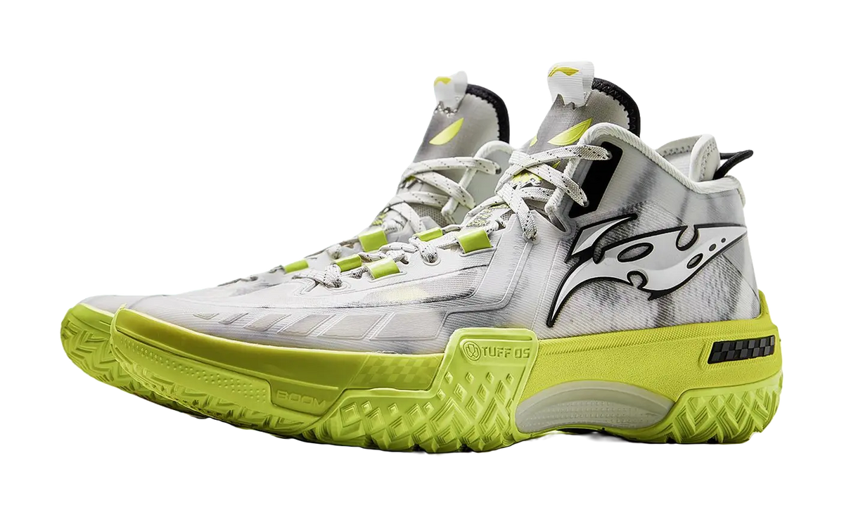 LiNing Jie Ao, Silent Shock Absorbers Slip Resistant Abrasion Resistant Mid top Basketball Shoes Mens Light Lime 