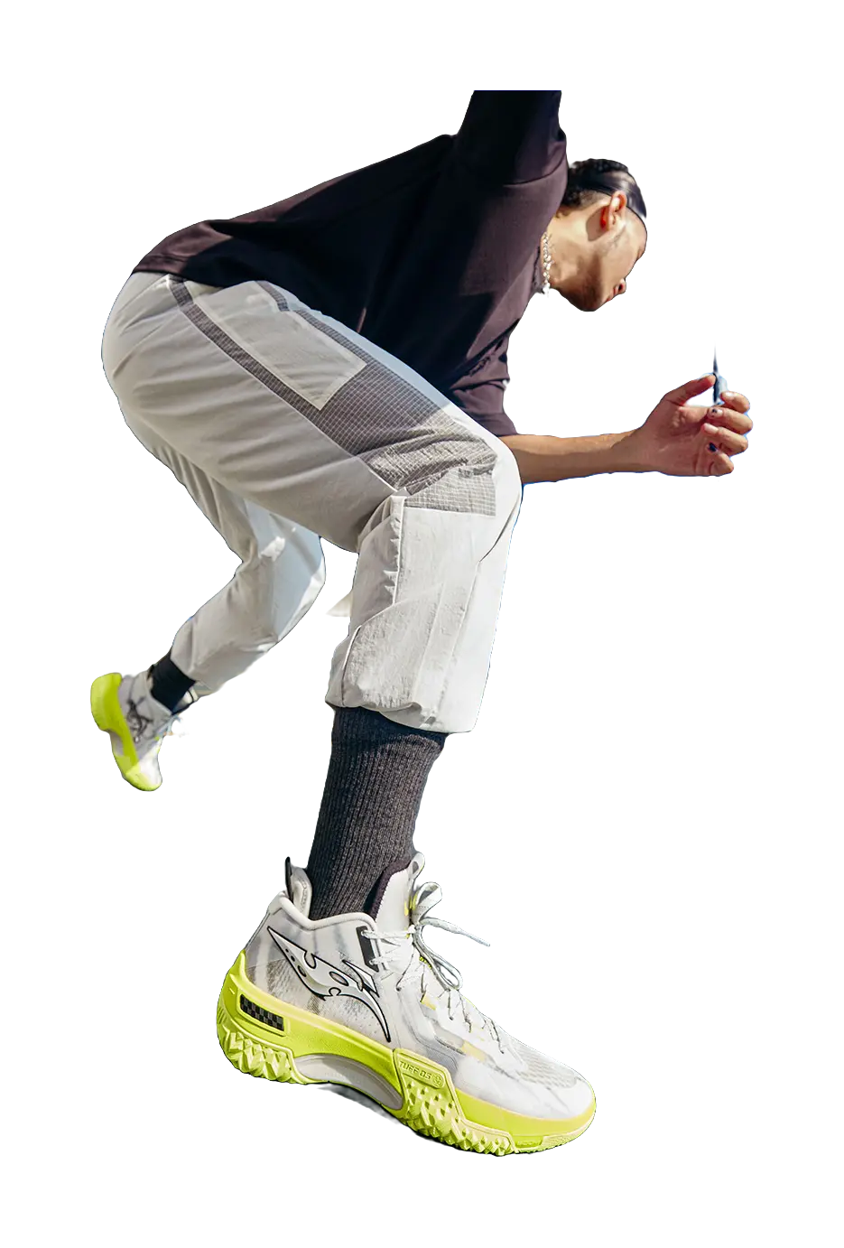 LiNing Jie Ao, Silent Shock Absorbers Slip Resistant Abrasion Resistant Mid top Basketball Shoes Mens Light Lime 